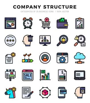 Simple Set of Company Structure Related Vector Lineal Color Icons. イラスト素材