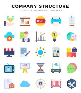 Simple Set of Company Structure Related Vector Flat Icons. Stock Illustration