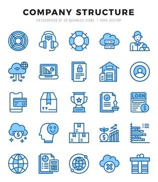 Simple Set of Company Structure Related Vector Two Color Icons. Stock Illustration