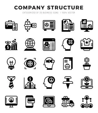 Simple Set of Company Structure Related Vector Lineal Filled Icons. Stock-Illustration