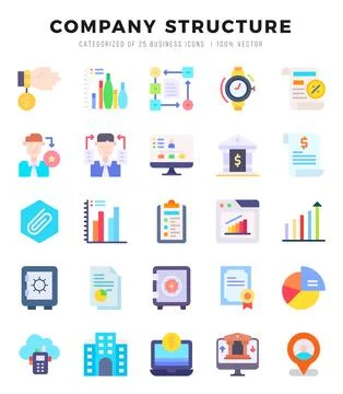 Simple Set of Company Structure Related Vector Flat Icons. Stockillustratie