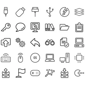 Simple Set of Computer Related Line Icons. Stock Illustration