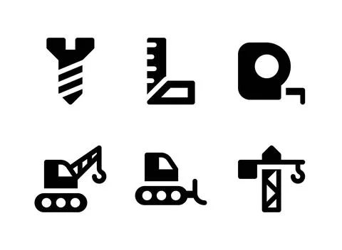Simple Set of Construction Related Vector Solid Icons Stock Illustration