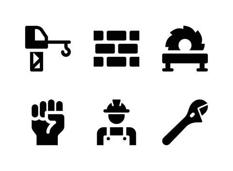 Simple Set of Construction Related Vector Solid Icons Stock Illustration