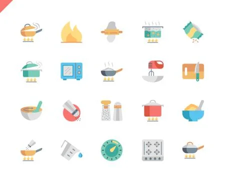 Simple Set Cooking Flat Icons for Website Stock Illustration