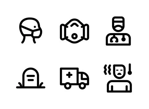 Simple Set of Coronavirus Related Vector Line Icons Stock Illustration