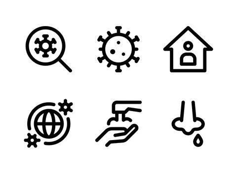 Simple Set of Coronavirus Related Vector Line Icons Stock Illustration