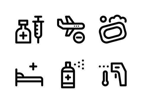 Simple Set of Coronavirus Related Vector Line Icons Stock Illustration