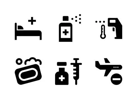 Simple Set of Coronavirus Related Vector Solid Icons Stock Illustration