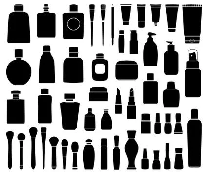 Simple Set of Cosmetics. Hand DrawVector Line Icons. Stock Illustration