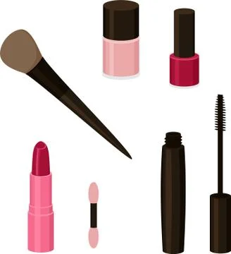 Simple Set of Cosmetics Related Raster Illustration. Stock Illustration