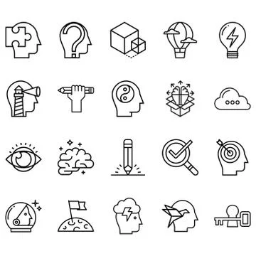 Simple Set of creativity Related Line Icons. Stock Illustration