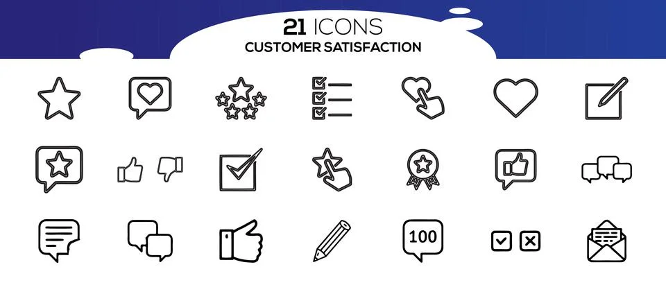 Simple Set of Customer Satisfaction Related Vector Line Icons. Stock Illustration