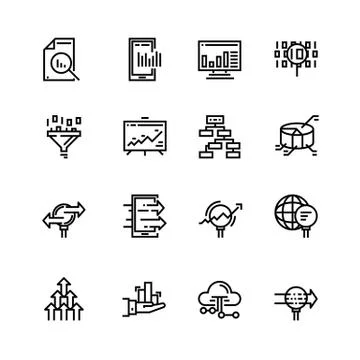 Simple set of Data Analysis Related Vector Line Icons. Contains such Icons as 스톡 일러스트