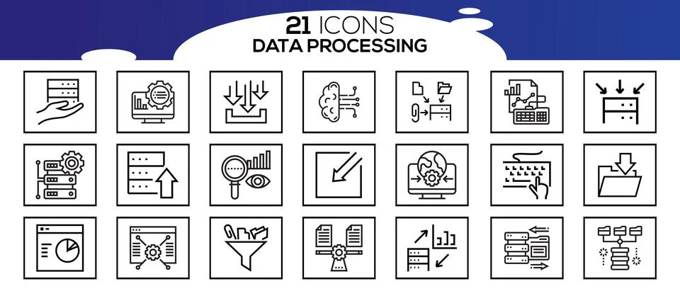 Simple Set of Data Analysis Related Vector Line Icons. Stock Illustration