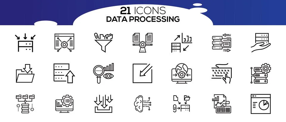 Simple Set of Data Analysis Related Vector Line Icons. イラスト素材