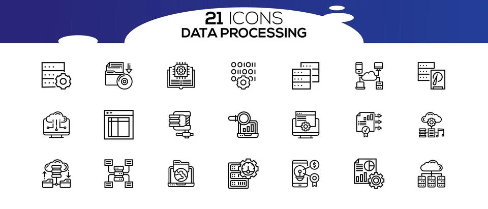 Simple Set of Data Analysis Related Vector Line Icons. Illustrazione stock