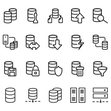 Simple Set of Database Related Line Icons. Stock Illustration