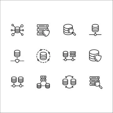Simple set databases illustration line icon. Contains such icons server software Stock Illustration