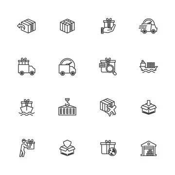 Simple Set of Delivery Related Vector Line Icons. linear style sign for mobil Stock Illustration