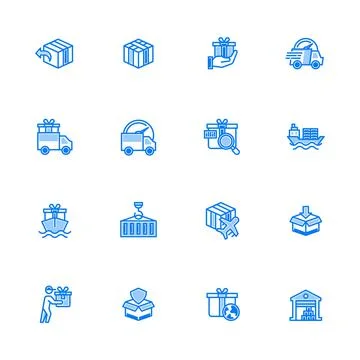 Simple Set of Delivery Related Vector Line Icons. linear style sign for mobil Stock Illustration