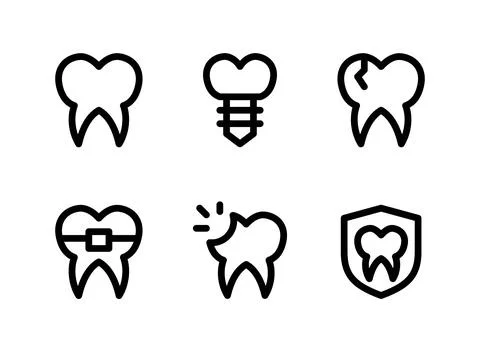 Simple Set of Dental Related Vector Line Icons Stock Illustration