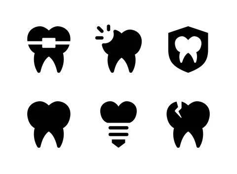 Simple Set of Dental Related Vector Solid Icons Stock Illustration