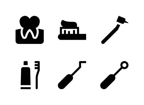 Simple Set of Dental Related Vector Solid Icons Stock Illustration