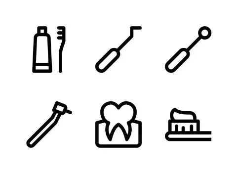 Simple Set of Dental Related Vector Line Icons Stock Illustration