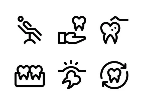 Simple Set of Dental Related Vector Line Icons Stock Illustration