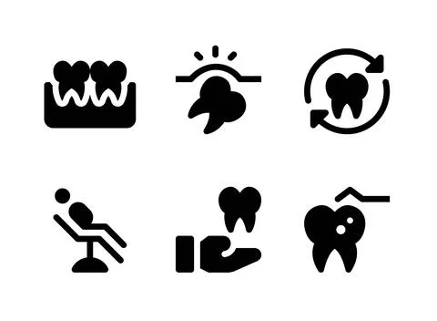 Simple Set of Dental Related Vector Solid Icons Stock Illustration