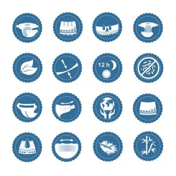 Simple Set of Diaper Related Vector Icons Stock Illustration