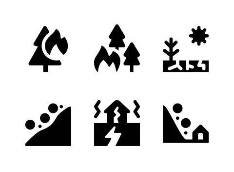 Simple Set of Disaster Related Vector Solid Icons Stock Illustration