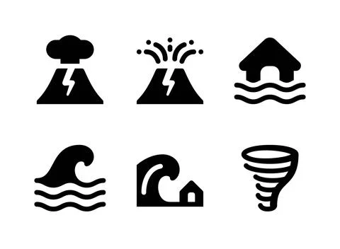 Simple Set of Disaster Related Vector Solid Icons 스톡 일러스트