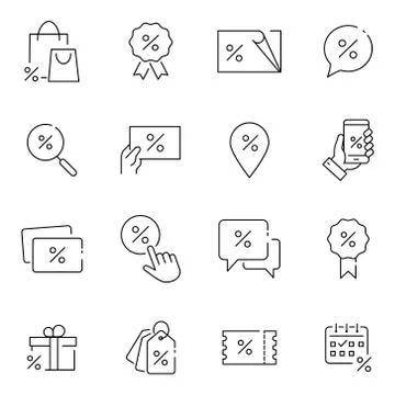 Simple Set of Discount Related Vector Line Icons. Stock Illustration