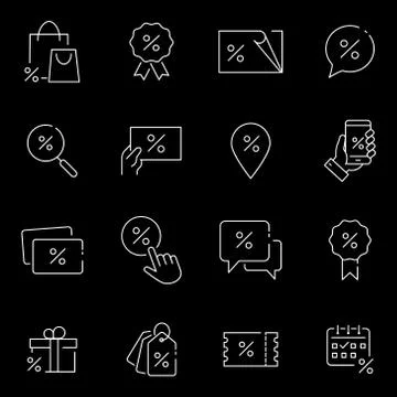 Simple Set of Discount Related Vector Line Icons. Stock Illustration