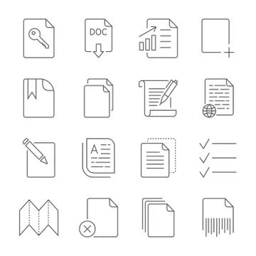 Simple Set of Document Flow Management Vector Line Icons. Contains such Icons Illustrazione stock