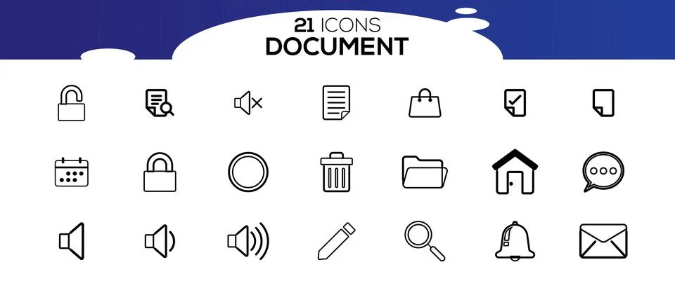 Simple Set of Document Line Icon. Illustrazione stock