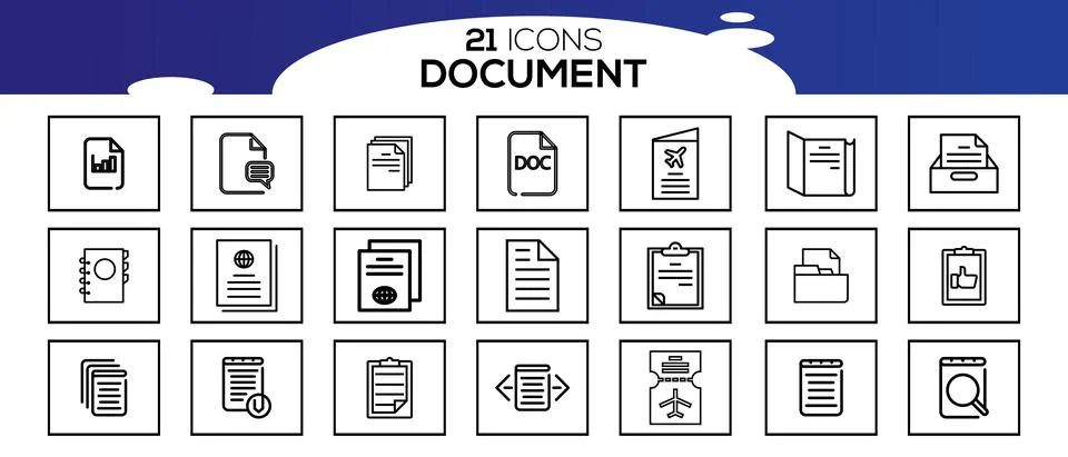 Simple Set of Document Line Icon. 스톡 일러스트