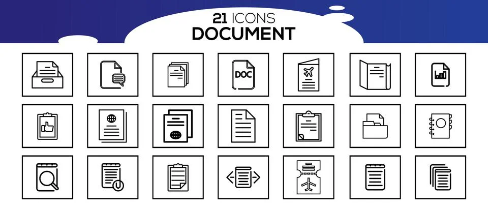 Simple Set of Document Line Icon. 스톡 일러스트