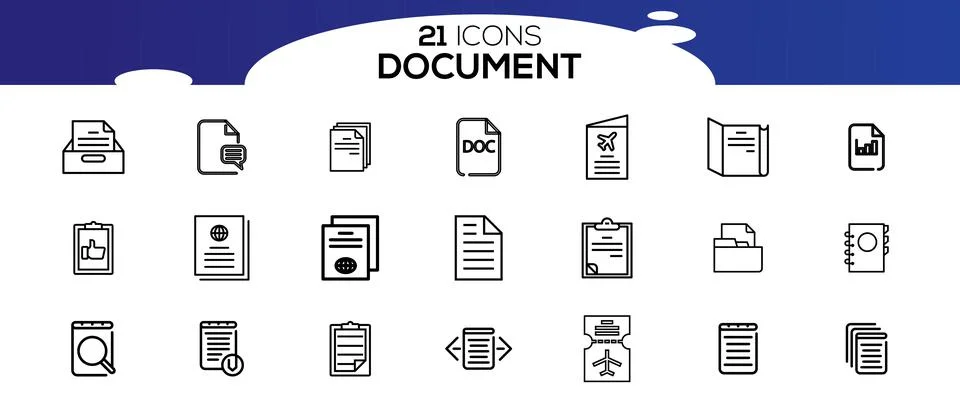 Simple Set of Document Line Icon. 스톡 일러스트