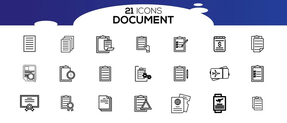 Simple Set of Document Line Icon. 스톡 일러스트