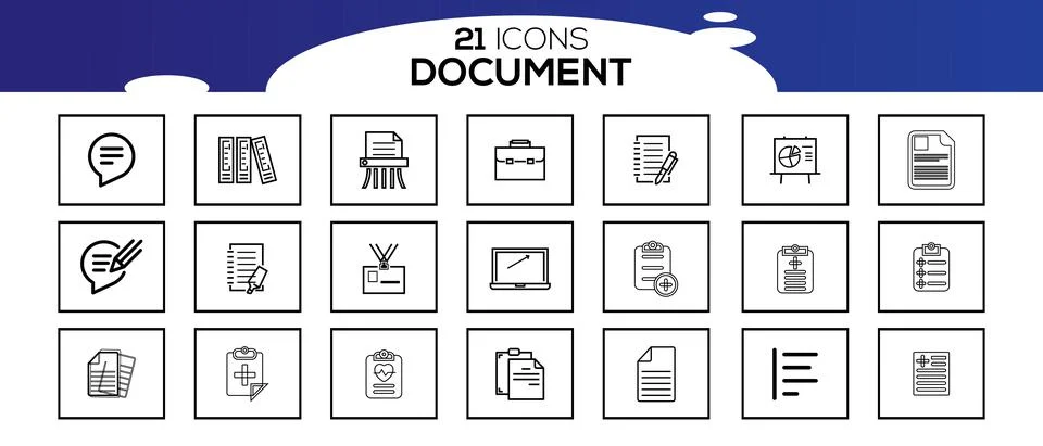 Simple Set of Document Line Icon. Illustrazione stock
