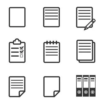 Simple Set of Document Related Vector Line Icons. Contains icons such as cont Stock Illustration