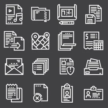 Simple Set of Document Vector Icons Illustrazione stock