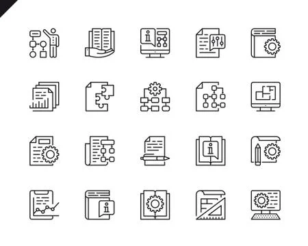 Simple Set of Documentation Vector Line Icons Stock Illustration