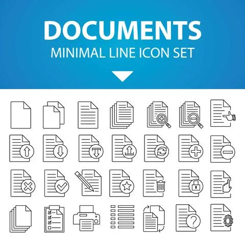 Simple Set of Documents Vector Line Icons. Paper icon, Document icon, Vector Stock Illustration