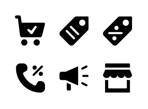 Simple Set of E Commerce Related Vector Solid Icons Stock Illustration