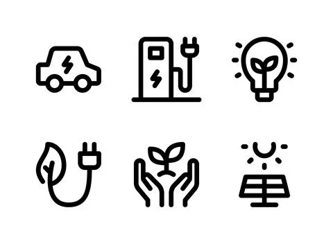 Simple Set of Ecology Related Vector Line Icons Stock Illustration