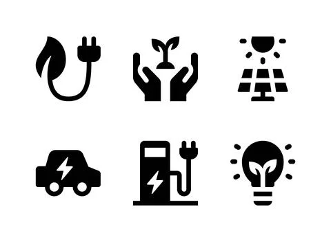 Simple Set of Ecology Related Vector Solid Icons Stock Illustration